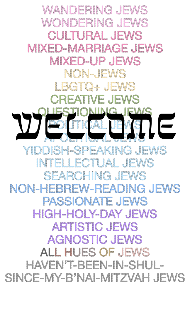 Welcome sign over the many kinds of Jews we welcome
