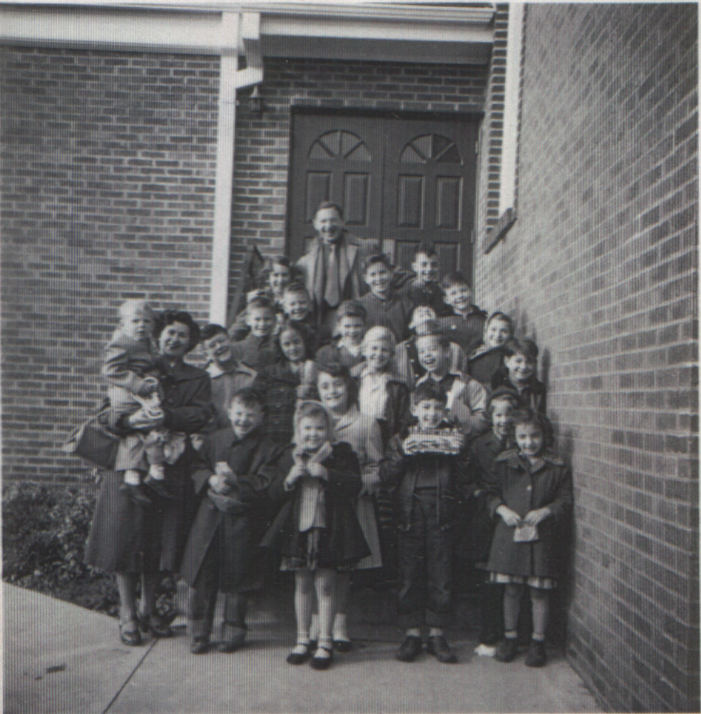 Naomi and Lou Horn with the first TBS Sunday School class in 1948.
